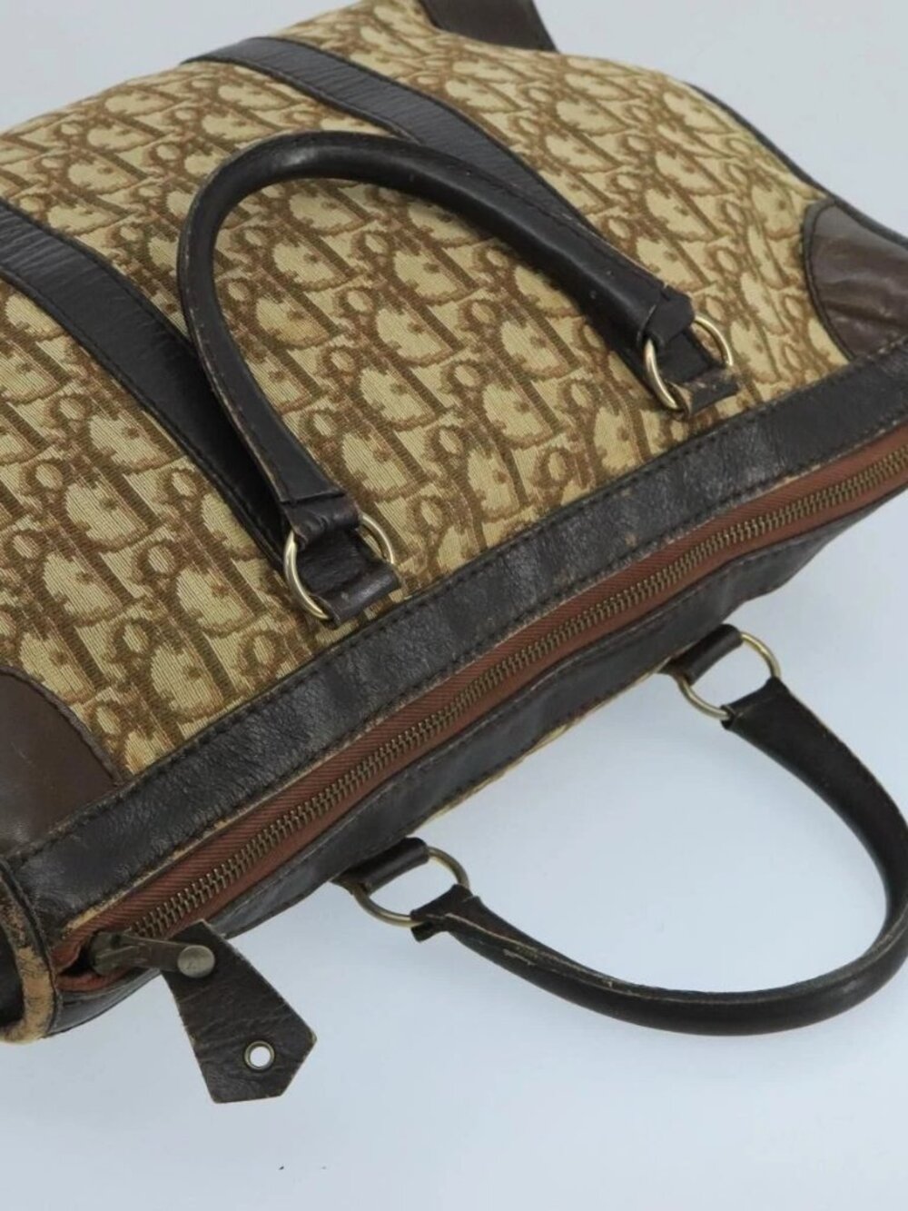 Christian Dior Trotter Canvas Boston Bag Brown Auth 105123 - Picture 7 of 16